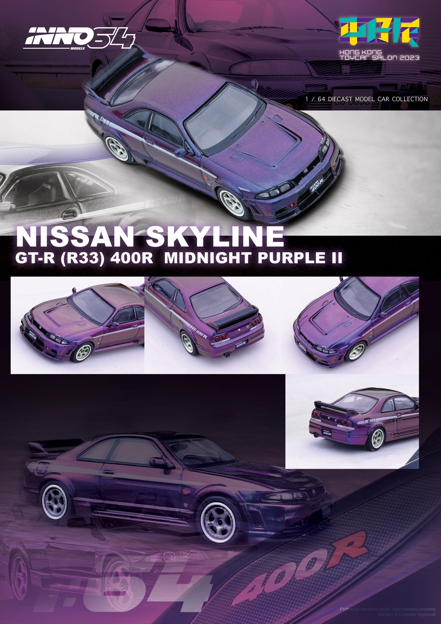 INNO64 1:64 NISSAN SKYLINE GT-R (R33) NISMO 400R Midnight Purple 