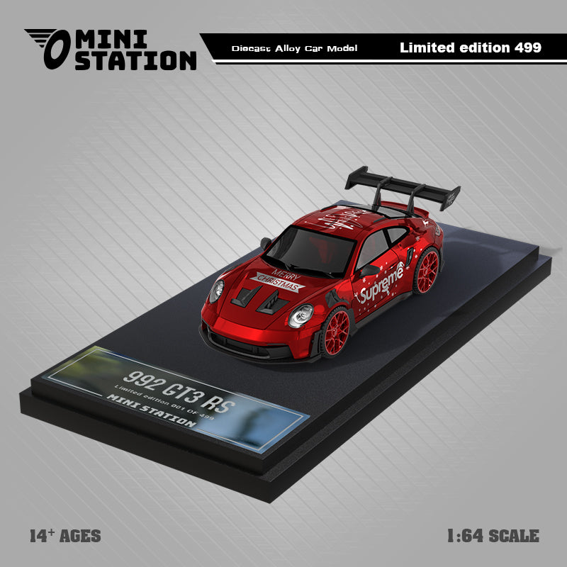 Mini Station 1:64 Porsche 992 GT3 RS Metallic Red Supreme Christmas Edition