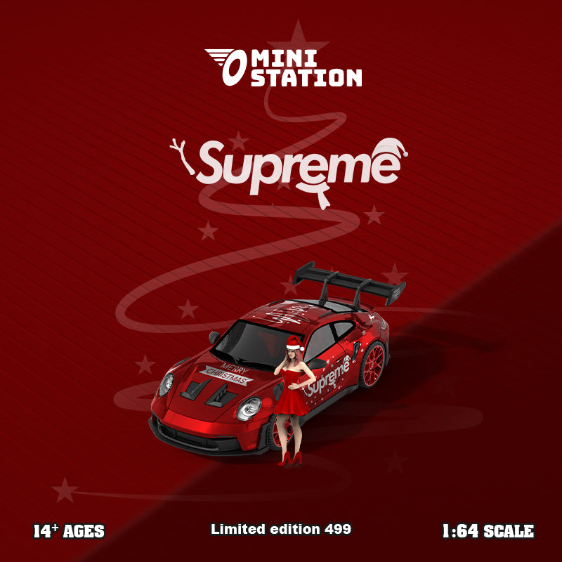 Mini Station 1:64 Porsche 992 GT3 RS Metallic Red Supreme Christmas Edition