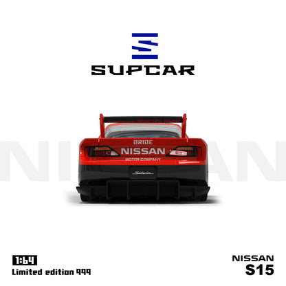 Supcar 1:64 Nissan Silvia S15 Black and Red #5 Openable Engine Hood