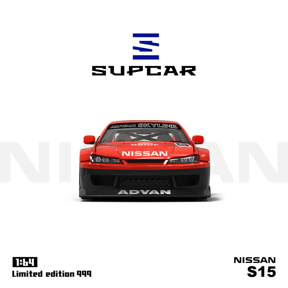 Supcar 1:64 Nissan Silvia S15 Black and Red #5 Openable Engine Hood