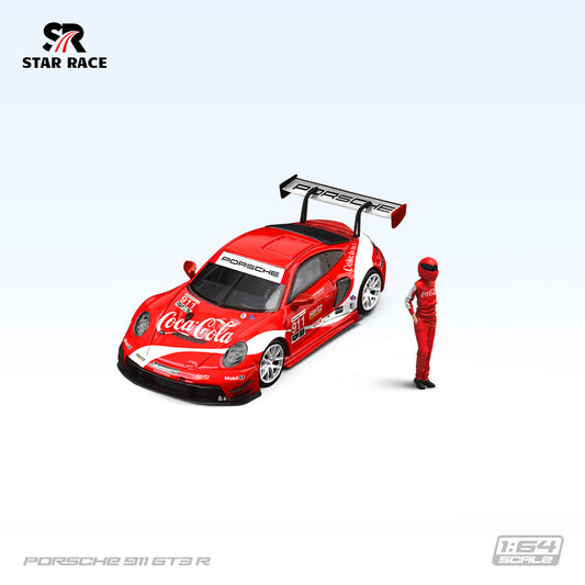 Star Race 1:64 Porsche 911 GT3 Coca Cola Red Edition with Driver Model Figure