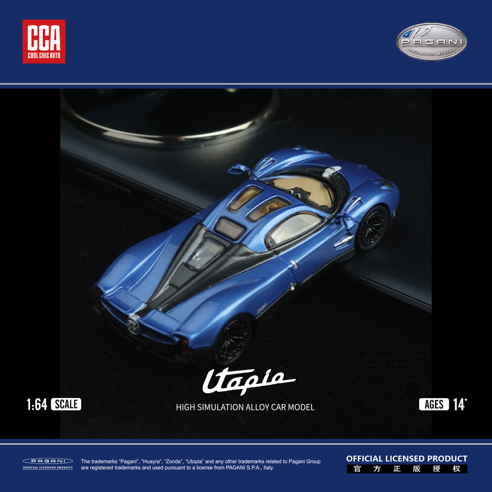 Modern Dream 1:64 Pagani Utopia Official Licensed Blue with Black Wheels