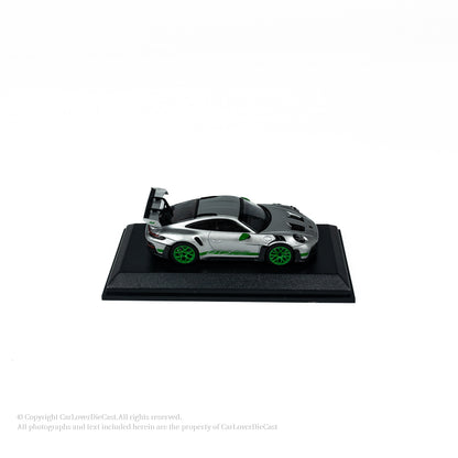 MINICHAMPS 1:64 PORSCHE 911 (992) GT3 RS - 2024 - SILVER W GREEN DECOR EXCLUSIVE FOR CLDC