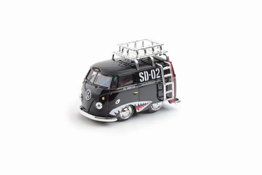 HY Model 1:64 Volkswagen T1 Kombi Camper Van Short Axis Chrome Black Shark Standard Wheels