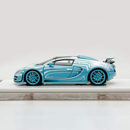 [Premium Resin Model]  LJM 1:64 Bugatti Veyron 16.4 Grand Sport L'Or Blanc Sky Blue Limited 299 Pieces