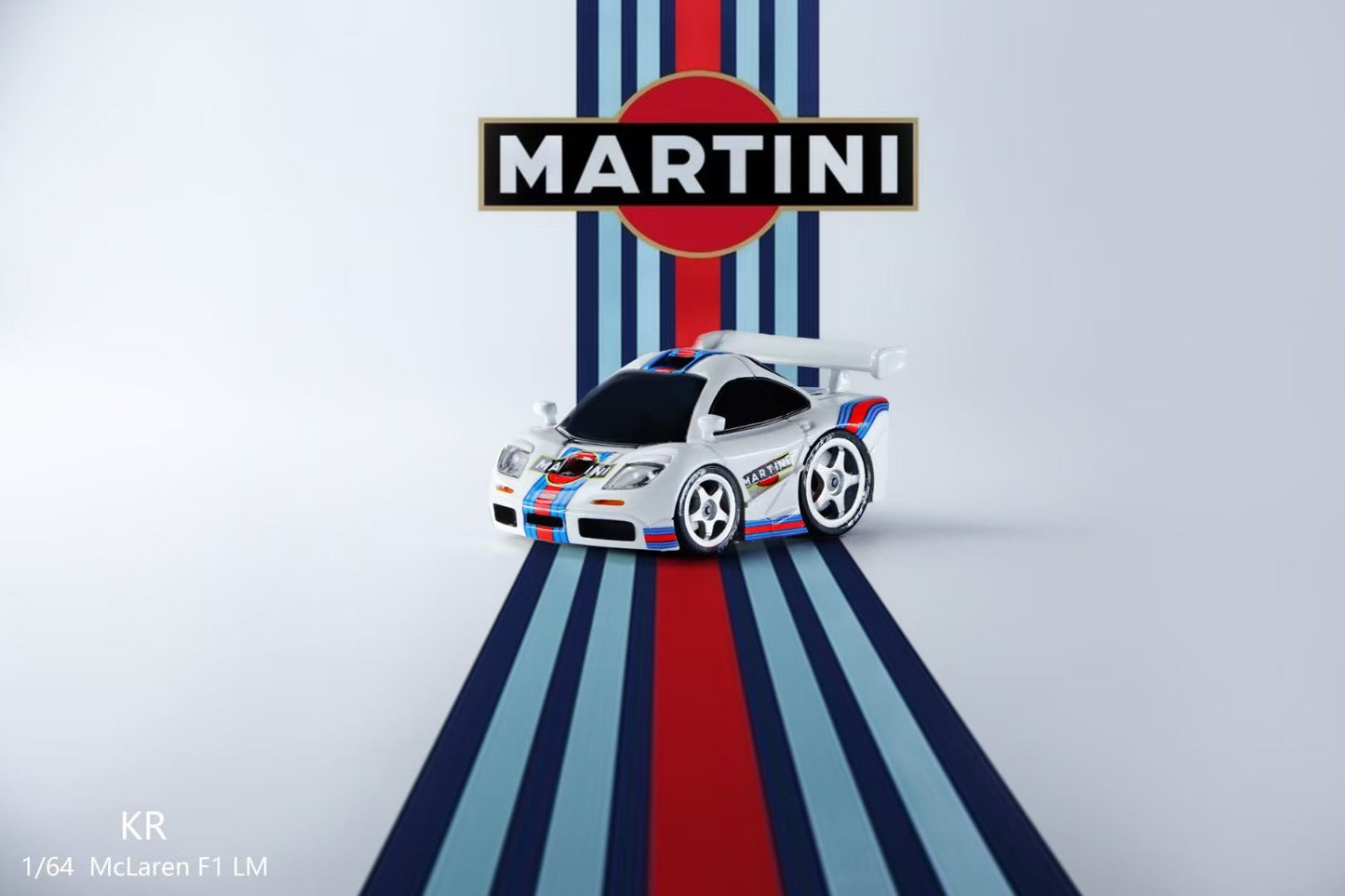 [Premium Resin Model] KR 1:64 McLaren F1 LM Cute Size Egg Car Martini with White Base Platform Limited 100 Pieces