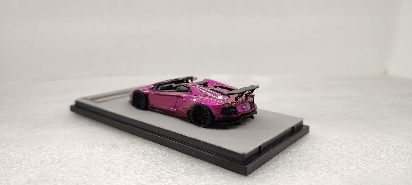 [Premium Resin Model] Qidian Model 1:64 Lamborghini Aventador LP700-4 Roadster LBWK Liberty Walk Custom Transparent Purple Limited 99 Pieces