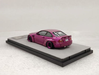 [Premium Resin Model] Qidian Model 1:64 BMW 3 Series M3 CSL E46 Lower Stance Wide Body Custom Metallic Rims and Exhausts Transparent Purple Limited 99 Pieces