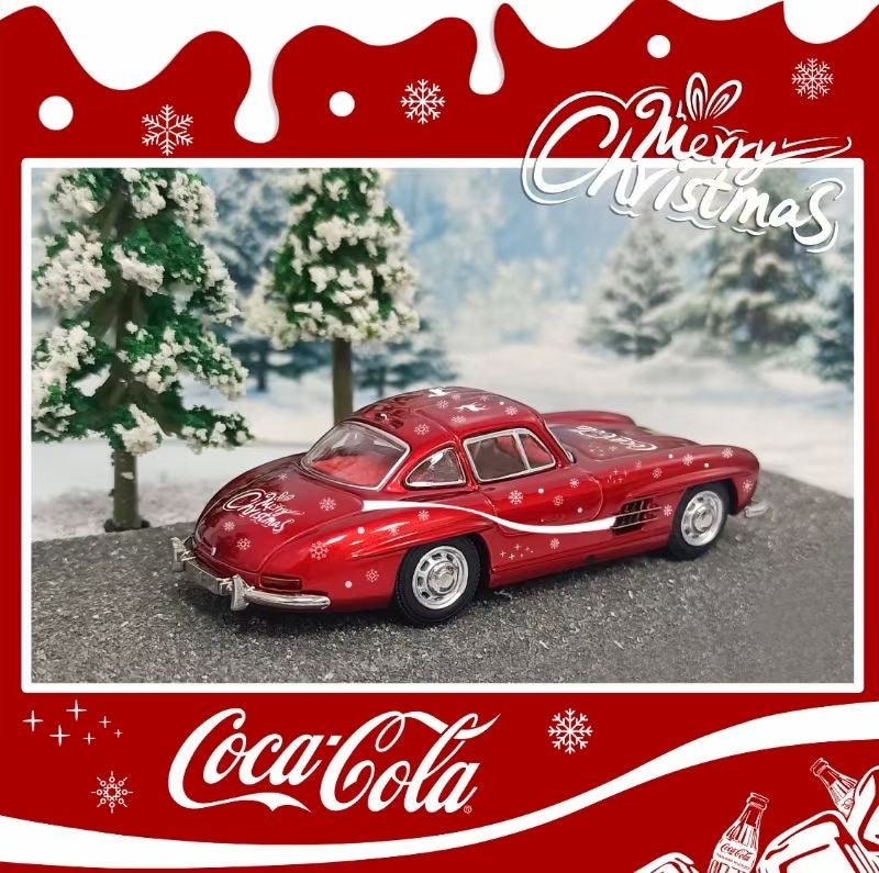 Seeker 1:64 Mercedes Benz SL W198 300SL Coupe Christmas Edition Red Coca Cola with Christmas Diorama