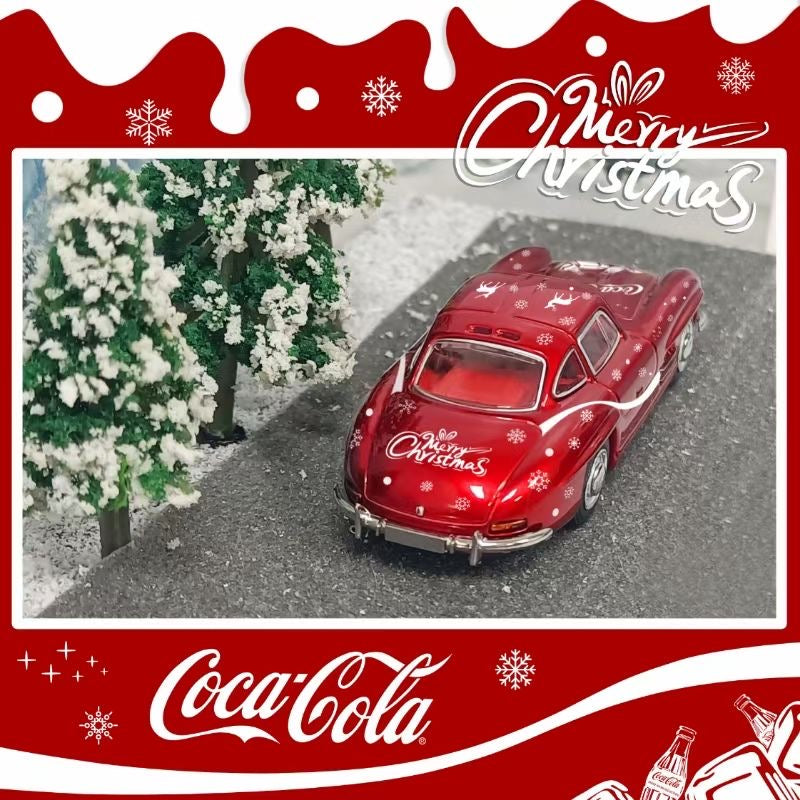 Seeker 1:64 Mercedes Benz SL W198 300SL Coupe Christmas Edition Red Coca Cola with Christmas Diorama