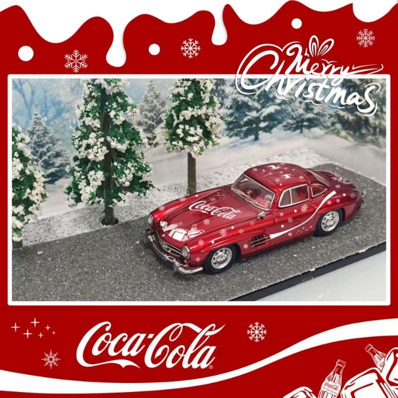 Seeker 1:64 Mercedes Benz SL W198 300SL Coupe Christmas Edition Red Coca Cola with Christmas Diorama