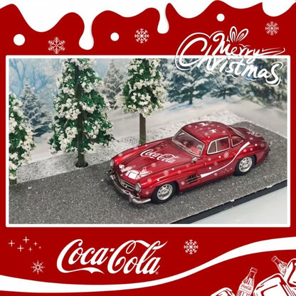 Seeker 1:64 Mercedes Benz SL W198 300SL Coupe Christmas Edition Red Coca Cola with Christmas Diorama