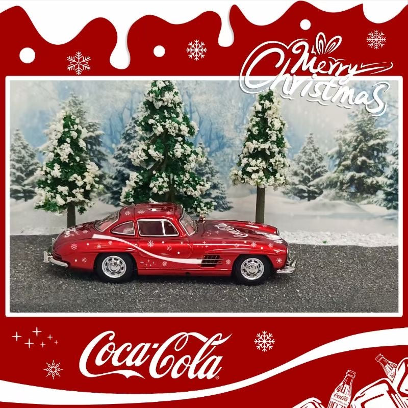 Seeker 1:64 Mercedes Benz SL W198 300SL Coupe Christmas Edition Red Coca Cola with Christmas Diorama