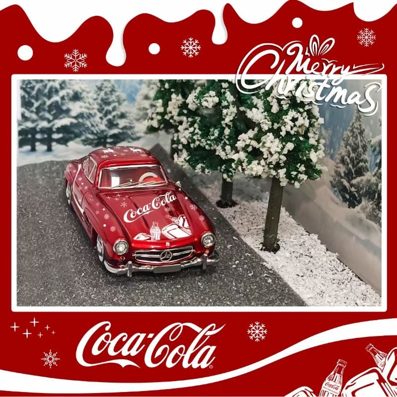 Seeker 1:64 Mercedes Benz SL W198 300SL Coupe Christmas Edition Red Coca Cola with Christmas Diorama