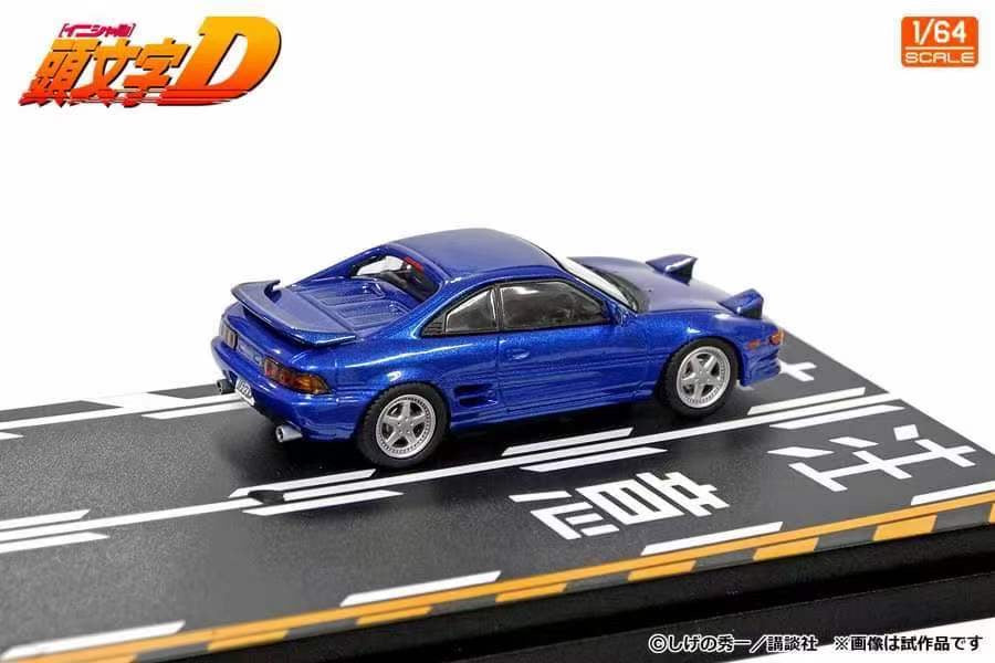 Modelers 1/64 Initial D Japanese Comic Anime Special Edition with Background Toyota Sprinter Trueno AE86 White & Toyota MR2 SW20 Blue - 2 Cars Set