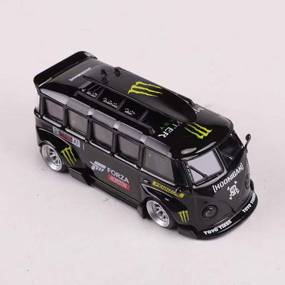 Lang Feng Model 1:64 Volkswagen T1 Kombi Camper Van Wide Body Forza Monster Energy Edition (The model will come with black wheels)