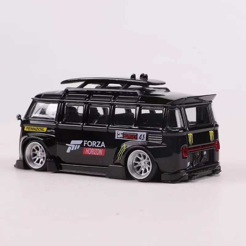 Lang Feng Model 1:64 Volkswagen T1 Kombi Camper Van Wide Body Forza Monster Energy Edition (The model will come with black wheels)