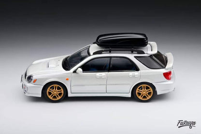 Furuya 1:64 Subaru Impreza WRX STI Wagon MK2 GD Bugeye Official Licensed Pearl White with Accessories