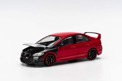 Champion Diecast 1:64 Honda CIVIC FD2 Mugen RR Openable Engine Hood Experimental Silver Red (Openable Engine Hood)