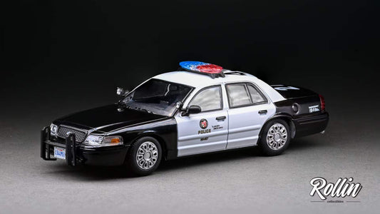 Rollin 1:64 Ford Crown Victoria CV Mk2 EN114 Police Car Black White LAPD