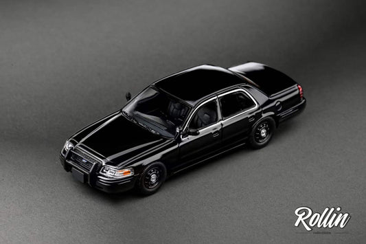 Rollin 1:64 Ford Crown Victoria CV Mk2 EN114 Police Car Unmarked Unit Black Patrol Car