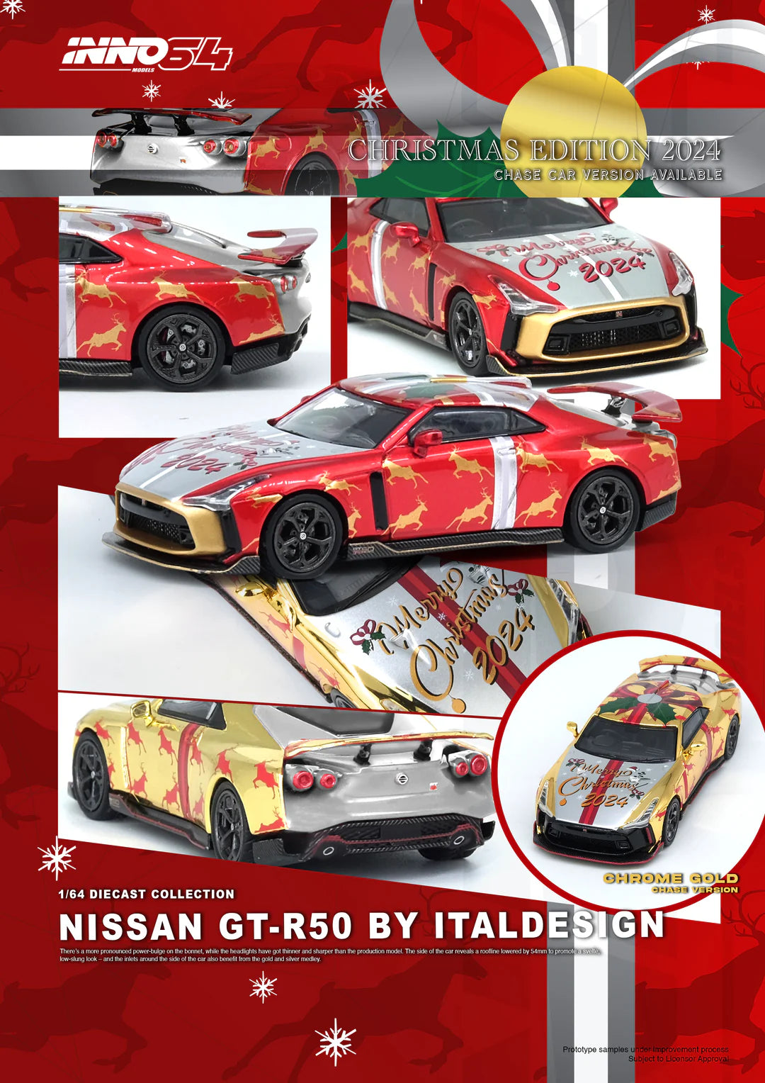 INNO64 1:64 Nissan GT-50 X'MAS 2024 Special Edition (Random Chase Car) (IN64-R50-XMAS24)