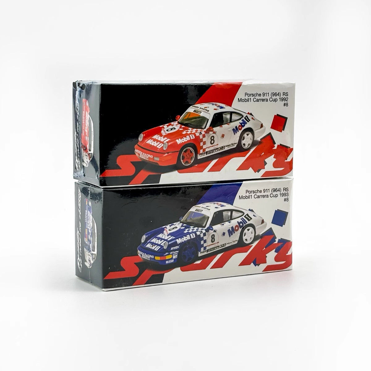 Sparky 1:64 Porsche 911 964 RS Mobil1 Carrera Cup 1993 #8 Blue and White