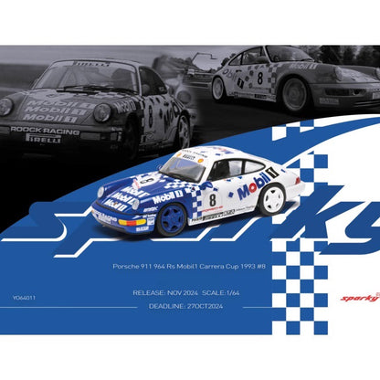 Sparky 1:64 Porsche 911 964 RS Mobil1 Carrera Cup 1993 #8 Blue and White