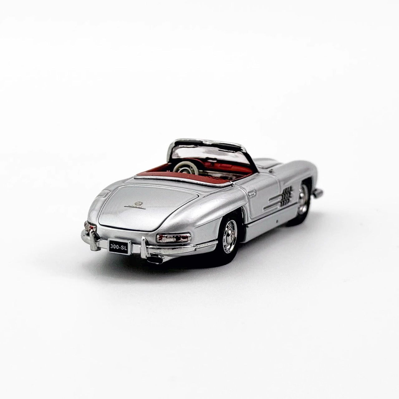 YS Model 1:64 Mercedes Benz SL Class MK1 300SL Roadster W198 Convertible Coupe Openable Front and Rear Hood Silver