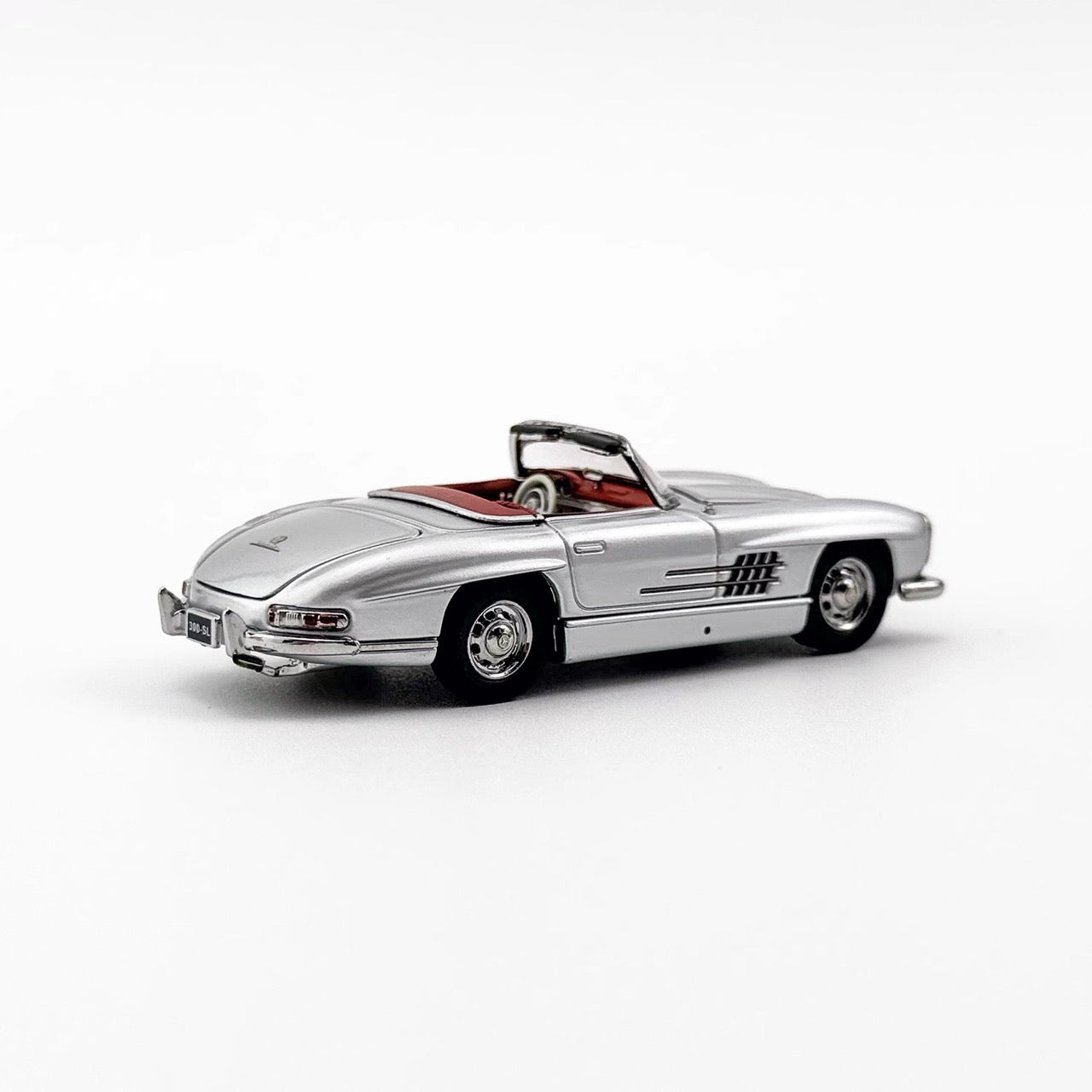 YS Model 1:64 Mercedes Benz SL Class MK1 300SL Roadster W198 Convertible Coupe Openable Front and Rear Hood Silver