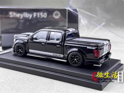 Funny Model 1:64 Ford F-150 F150 Pick Up Truck Shelby Lower Stance Custom Black with Tonneau Cover and Accessories