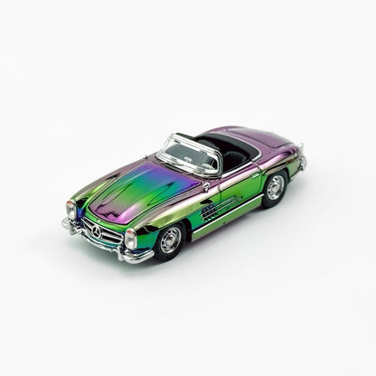 YS Model 1:64 Mercedes Benz SL Class MK1 300SL Roadster W198 Convertible Coupe Openable Front and Rear Hood Chrome Magic Purple