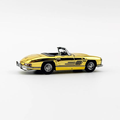 YS Model 1:64 Mercedes Benz SL Class MK1 300SL Roadster W198 Convertible Coupe Openable Front and Rear Hood Chrome Gold