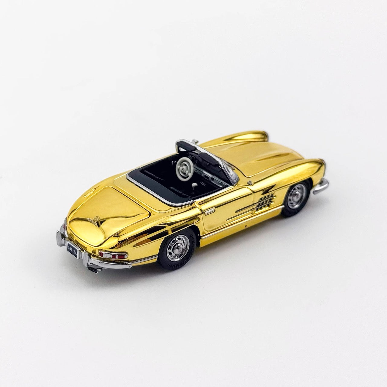 YS Model 1:64 Mercedes Benz SL Class MK1 300SL Roadster W198 Convertible Coupe Openable Front and Rear Hood Chrome Gold