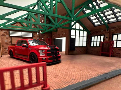 Funny Model 1:64 Ford F-150 F150 Pick Up Truck Shelby Lower Stance Custom Red with Tonneau Cover and Accessories