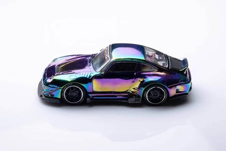 DCM 1:64 Porsche RWB 993 Duck Tail Spoiler Removable Rear Engine Hood- Chrome Colours