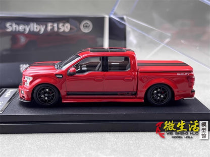 Funny Model 1:64 Ford F-150 F150 Pick Up Truck Shelby Lower Stance Custom Red with Tonneau Cover and Accessories