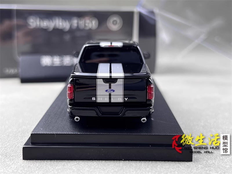 Funny Model 1:64 Ford F-150 F150 Pick Up Truck Shelby Lower Stance Custom Black with Tonneau Cover and Accessories