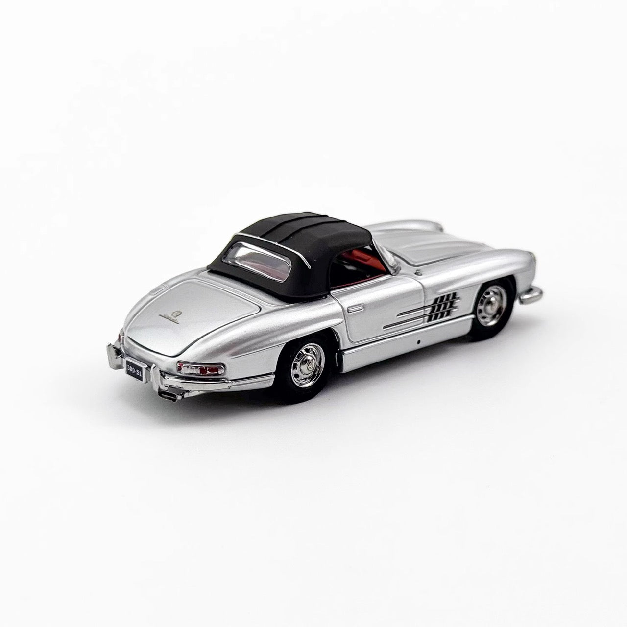 YS Model 1:64 Mercedes Benz SL Class MK1 300SL Roadster W198 Convertible Coupe Openable Front and Rear Hood Silver