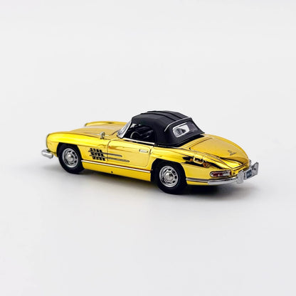 YS Model 1:64 Mercedes Benz SL Class MK1 300SL Roadster W198 Convertible Coupe Openable Front and Rear Hood Chrome Gold