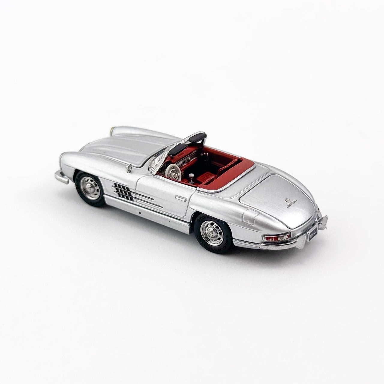 YS Model 1:64 Mercedes Benz SL Class MK1 300SL Roadster W198 Convertible Coupe Openable Front and Rear Hood Silver