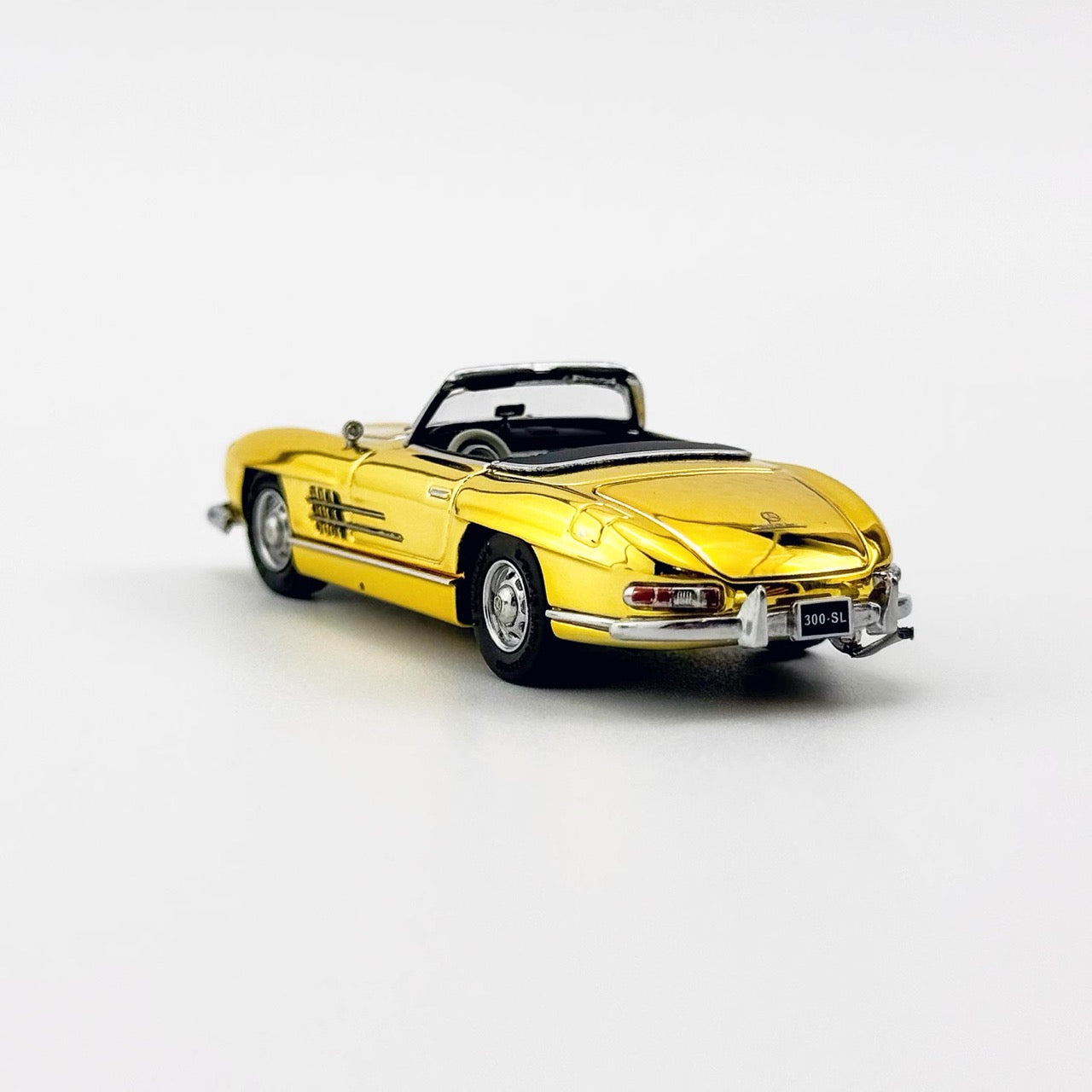 YS Model 1:64 Mercedes Benz SL Class MK1 300SL Roadster W198 Convertible Coupe Openable Front and Rear Hood Chrome Gold