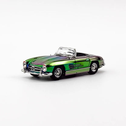 YS Model 1:64 Mercedes Benz SL Class MK1 300SL Roadster W198 Convertible Coupe Openable Front and Rear Hood Chrome Magic Purple