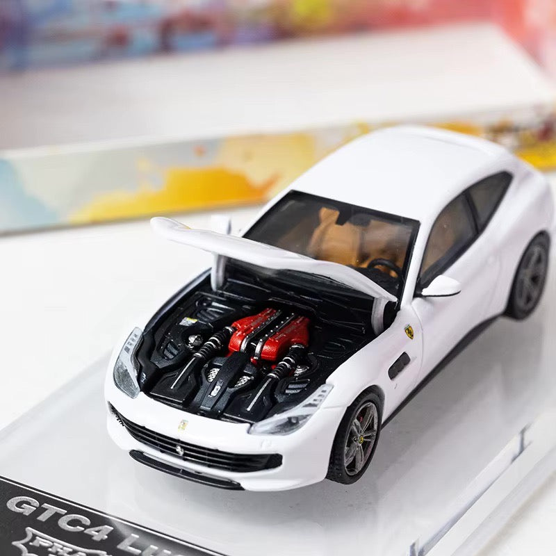 Phantom Knight 1:64 Ferrari GTC4 Lusso GTC4Lusso Openable Engine Hood with Detailed Engine Bianco Avus White Limited 999 Pieces