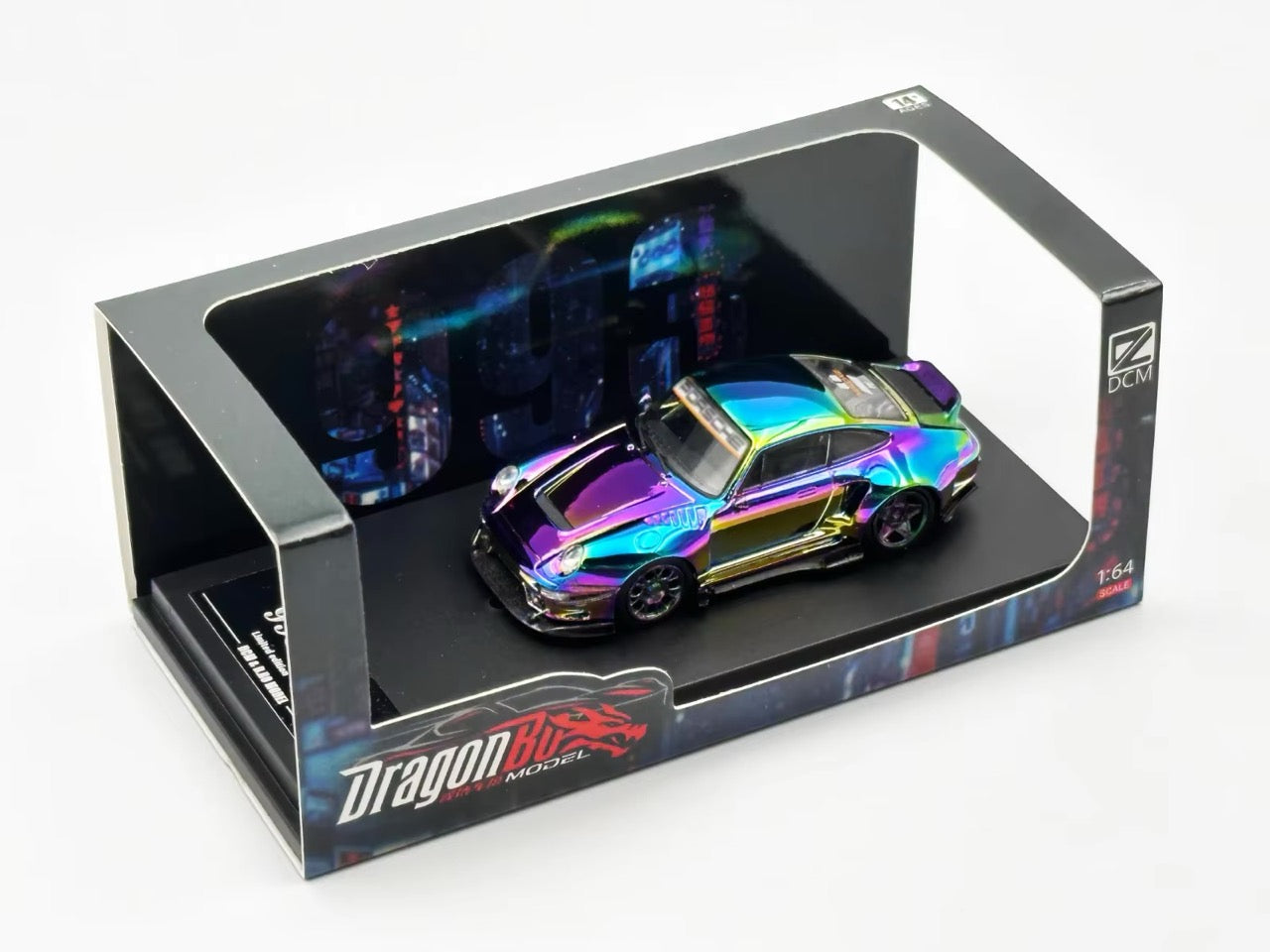 DCM 1:64 Porsche RWB 993 Duck Tail Spoiler Removable Rear Engine Hood- Chrome Colours