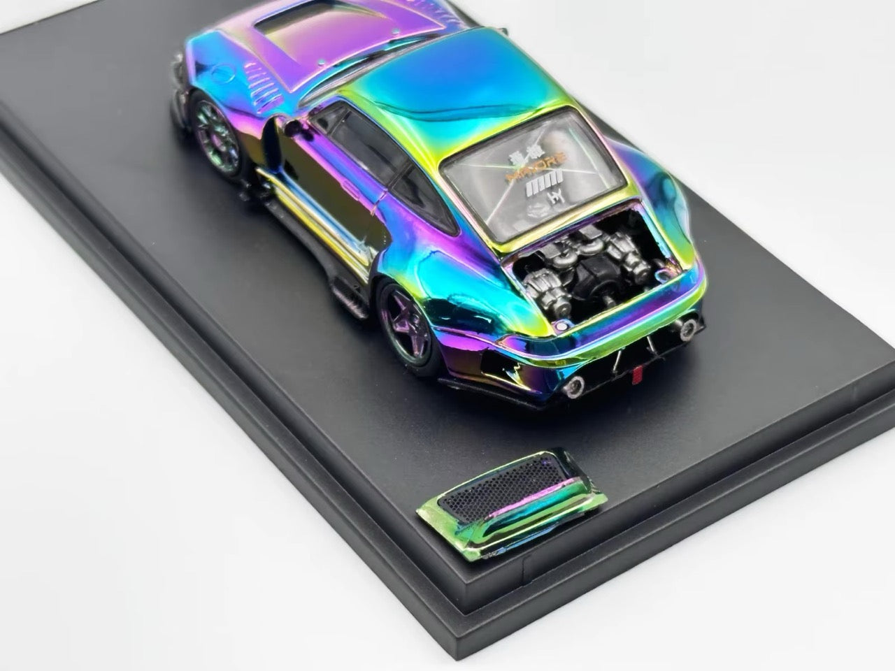 DCM 1:64 Porsche RWB 993 Duck Tail Spoiler Removable Rear Engine Hood- Chrome Colours