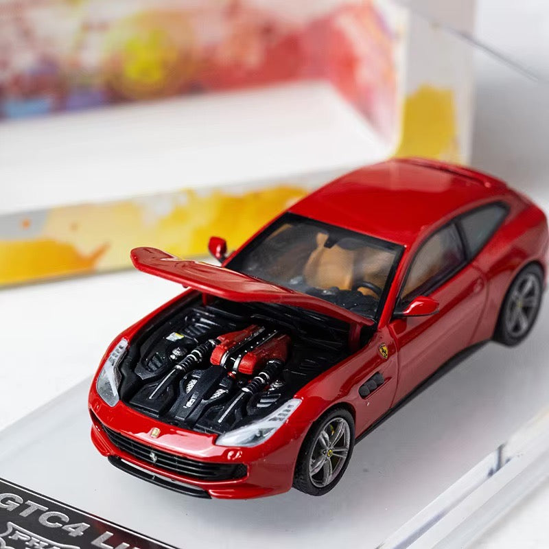 Phantom Knight 1:64 Ferrari GTC4 Lusso GTC4Lusso Openable Engine Hood with Detailed Engine Rosso Corsa Red Limited 999 Pieces