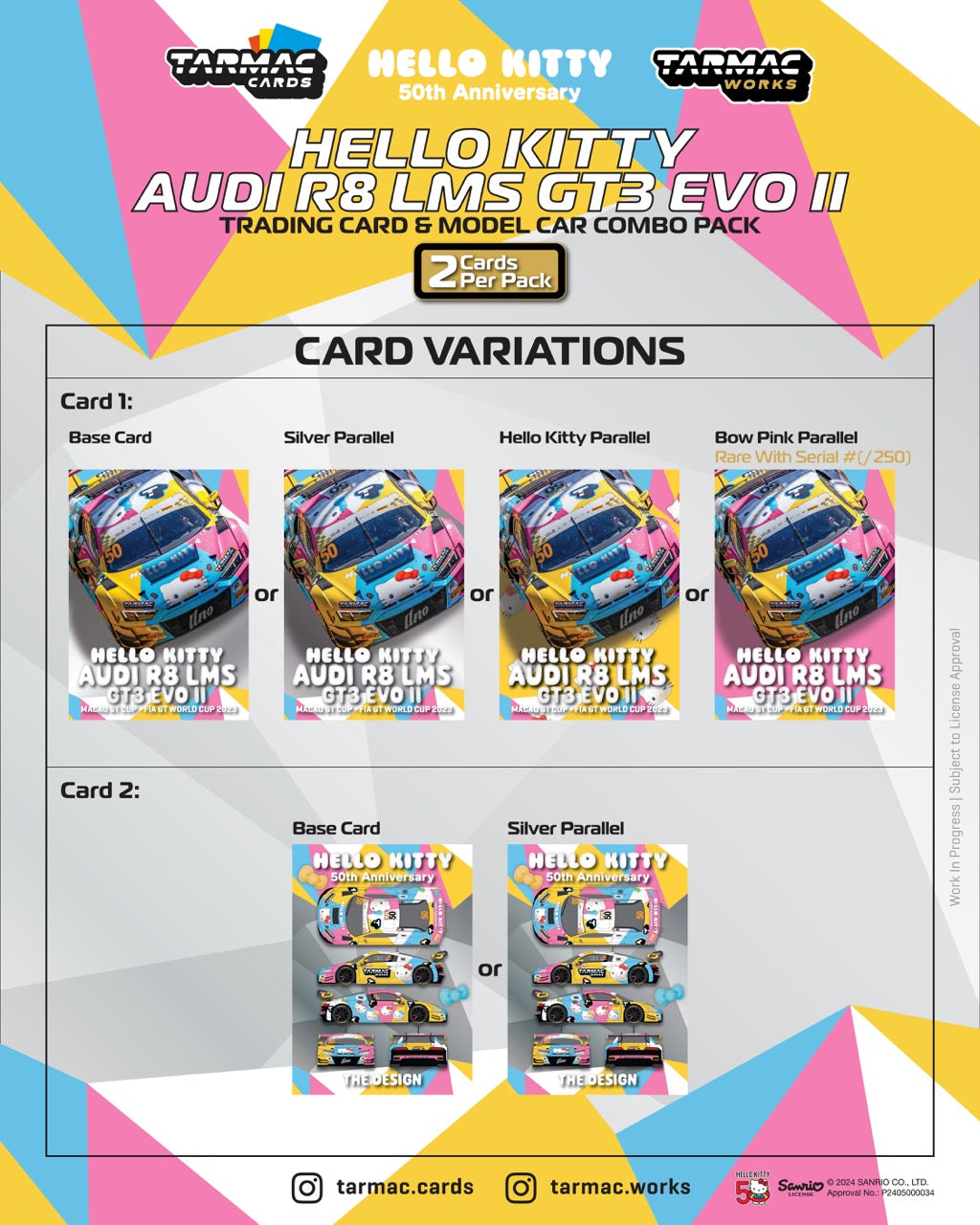 Tarmac Works 1/64 Audi R8 LMS GT3 Evo II Macau GT Cup - FIA GT World Cup 2023 - Race Version Uno Racing #50 with Tarmac Cards - HOBBY64