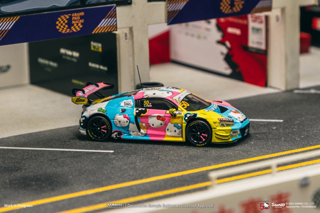 Tarmac Works 1/64 Audi R8 LMS GT3 Evo II Macau GT Cup - FIA GT World Cup 2023 - Race Version Uno Racing #50 with Tarmac Cards - HOBBY64